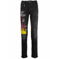 Philipp Plein Calça jeans skinny com estampa de grafite - Branco