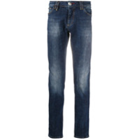 Philipp Plein Calça jeans slim com patch de logo - Azul