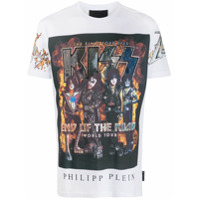 Philipp Plein Camiseta com estampa fotográfica Kiss - Branco