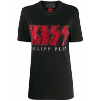 Philipp Plein Camiseta Kiss com aplicação de cristais - Preto