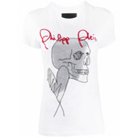 Philipp Plein Camiseta Love Plein com aplicação de caveira em strass - Branco