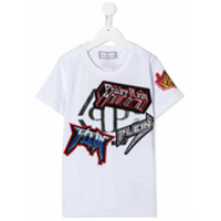 Philipp Plein Junior Camiseta Rock com aplicação - Branco