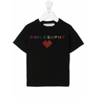 Philosophy Di Lorenzo Serafini Kids logo embroidered crewneck T-shirt - Preto