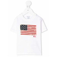 Ralph Lauren Kids Camiseta com bordado de bandeira e abotoamento lateral - Branco