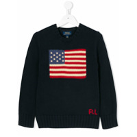 Ralph Lauren Kids Suéter com estampa de bandeira - Azul