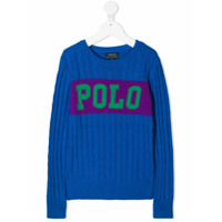Ralph Lauren Kids Suéter de tricô com logo - Azul