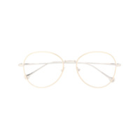 Salvatore Ferragamo Armação de óculos redonda bicolor - Dourado