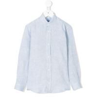 Siola Camisa de linho com gola mandarim - Azul