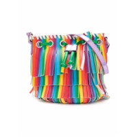 Stella McCartney Kids TEEN rainbow fringe bucket bag - Vermelho