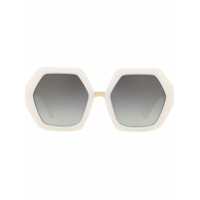 Valentino Eyewear Óculos de sol oversized hexagonal com logo - Neutro