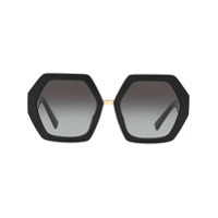 Valentino Eyewear Óculos de sol oversized hexagonal com logo - Preto