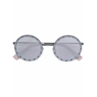 Valentino Eyewear Óculos de sol redondo com tachas - Metálico