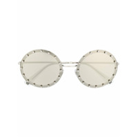 Valentino Eyewear Óculos de sol redondo Valentino Garavani com aplicação de cristais - Prateado
