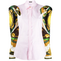 Versace Camisa com listras barrocas nas mangas - Rosa