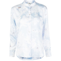 Vince Camisa de cetim com estampa Painted Magnolia - Azul