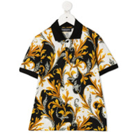 Young Versace Camisa polo com estampa barroca - Amarelo