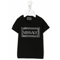 Young Versace Camiseta com logo e aplicações - Preto