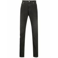 Alexander McQueen Calça jeans slim com patch de logo - Preto