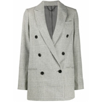 AllSaints double breasted check pattern blazer - Cinza