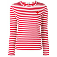 Comme Des Garçons Play Camiseta listrada com logo de coração - Vermelho