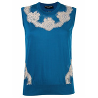 Dolce & Gabbana Blusa de seda com renda - Azul