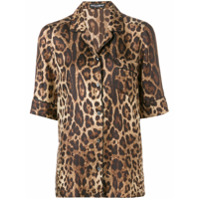 Dolce & Gabbana Camisa animal print de seda - Marrom