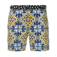Dolce & Gabbana Short de natação com estampa Maiolica - Azul
