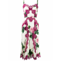 Dolce & Gabbana Vestido com renda e aplicação de rosa - Branco