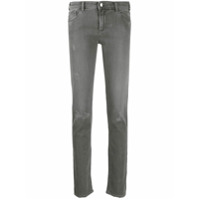 Emporio Armani Calça jeans skinny cintura alta com efeito destroyed - Cinza