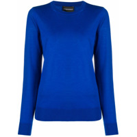 Emporio Armani fine knit round neck jumper - Azul