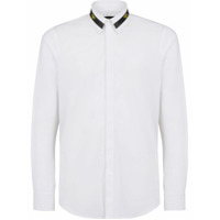 Fendi stripe logo band collar shirt - Branco