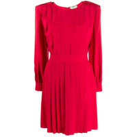 Fendi Vestido reto plissado em seda - Vermelho