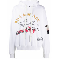 Greg Lauren X Paul & Shark logo-print hooded sweatshirt - Branco