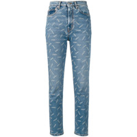 Heron Preston Calça jeans cropped estampada - Azul
