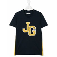 John Galliano Kids Camiseta decote careca com patch de logo - Azul