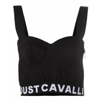 Just Cavalli Blusa cropped com bustier de algodão - Preto