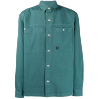 Kenzo Camisa com listras e botÃµes de pressÃ£o - Verde