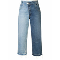 Monse Calça jeans pantalona com patchwork - Azul