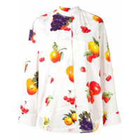 MSGM mandarin collar fruit print shirt - Branco