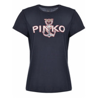 Pinko Camiseta com aplicação de logo em pedras preciosas - Preto