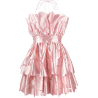 Pinko Vestido evasê de cetim com estampa floral - Rosa