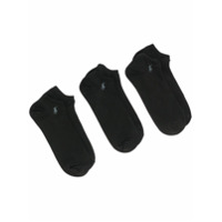 Polo Ralph Lauren Conjunto com 3 Pares de meias com logo bordado - Preto