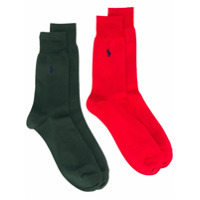 Polo Ralph Lauren Kit 2 pares de meias com logo bordado - Vermelho