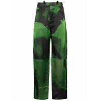 Pronounce burnt-edge wide-leg trousers - Verde