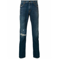 Saint Laurent Calça jeans skinny com efeito destroyed - Azul