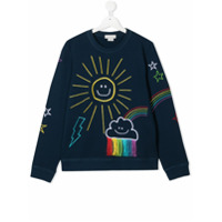 Stella McCartney Kids TEEN embroidered cotton sweatshirt - Azul