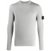Stone Island ribbed-knit logo patch jumper - Cinza