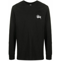 Stussy Camiseta mangas longas com estampa de logo - Preto