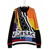 Young Versace TEEN logo colour-block jumper - Preto