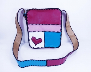 Handmade Leather Patchwork Messenger Style / Cross Body Bag